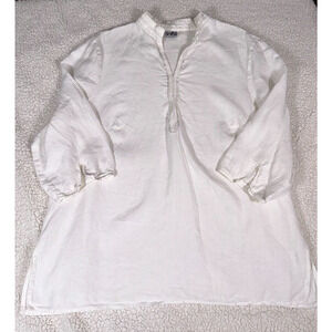 Irish Linen Tunic XL White Linen Oversized No Size tag -- See Measuremt Pictures